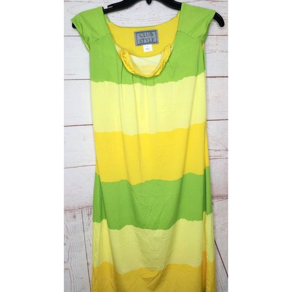Rare Club Style Size 6 Yellow Green Multicolored Poly/Spandex Summer Nightgown - Picture 6 of 12